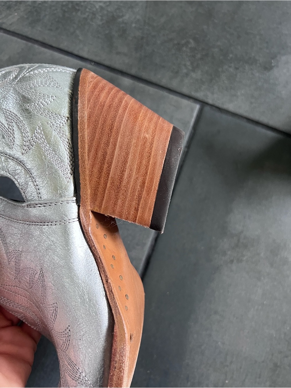 Ariat Dixon X Toe Western Metallic Silver Ankle Boot - Picture 8 of 14